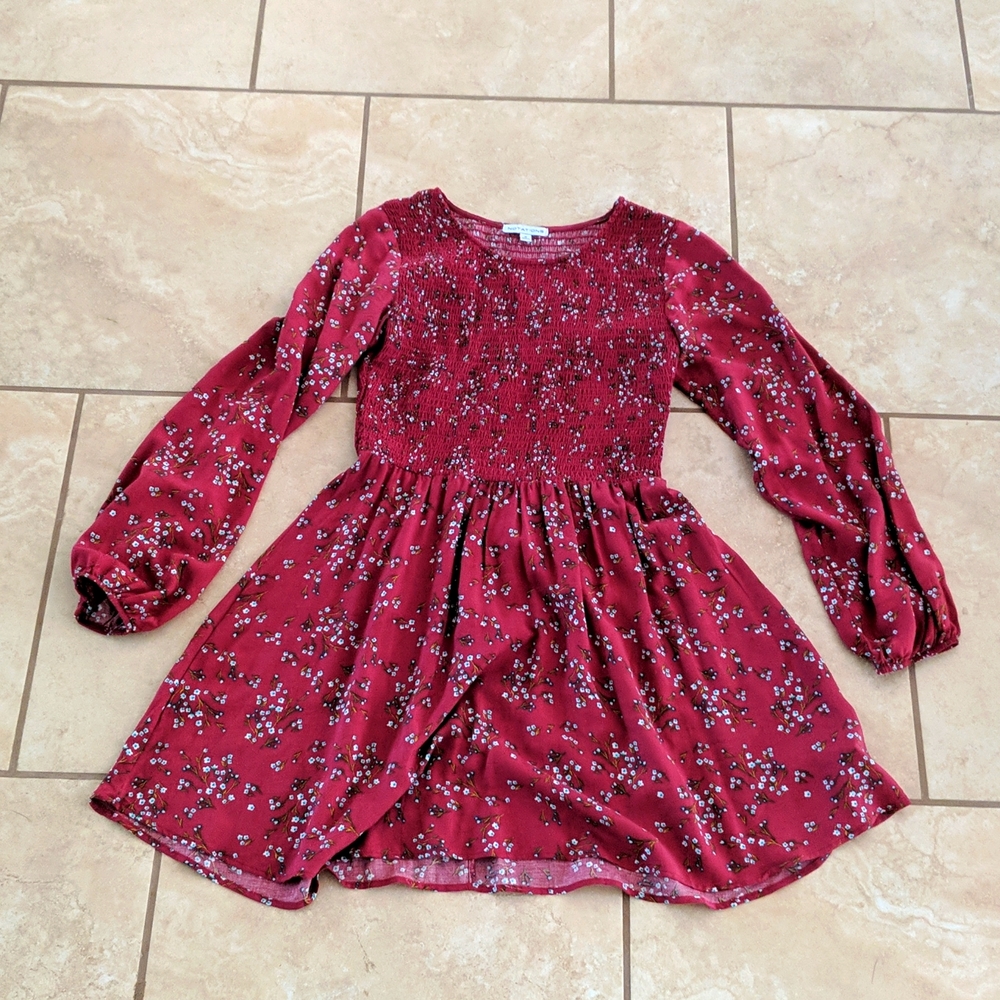 Notations Flowy Flower Long Sleeve Red Dress M